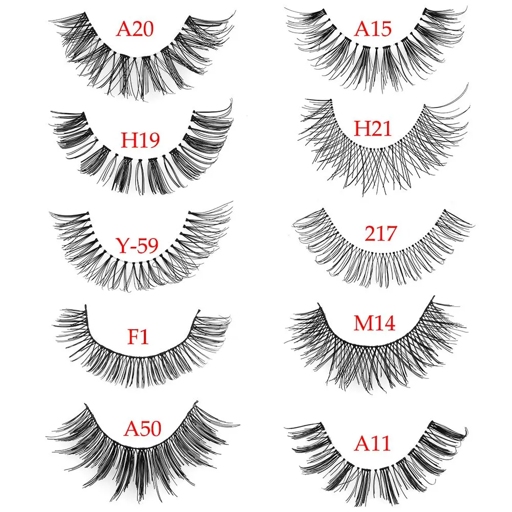 SKONHED 5/10Pairs Wispies False Eyelashes Thick Long Crisscross Lashes Extension Handmade EyeMakeup Tools