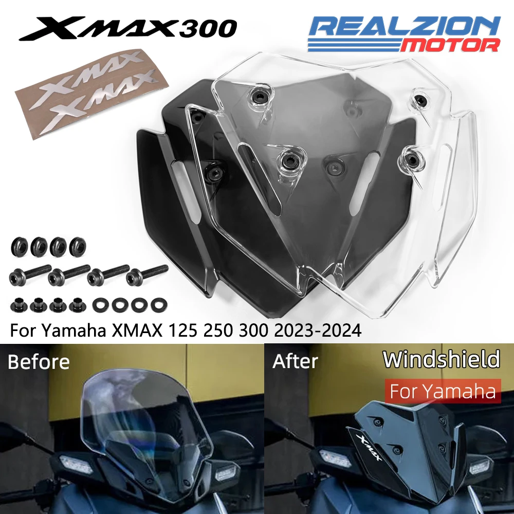 

REALZION XMAX 300 Windshield Motorcycle Windscreen Wind Screen Deflectors For Yamaha XMAX125 250 300 X MAX