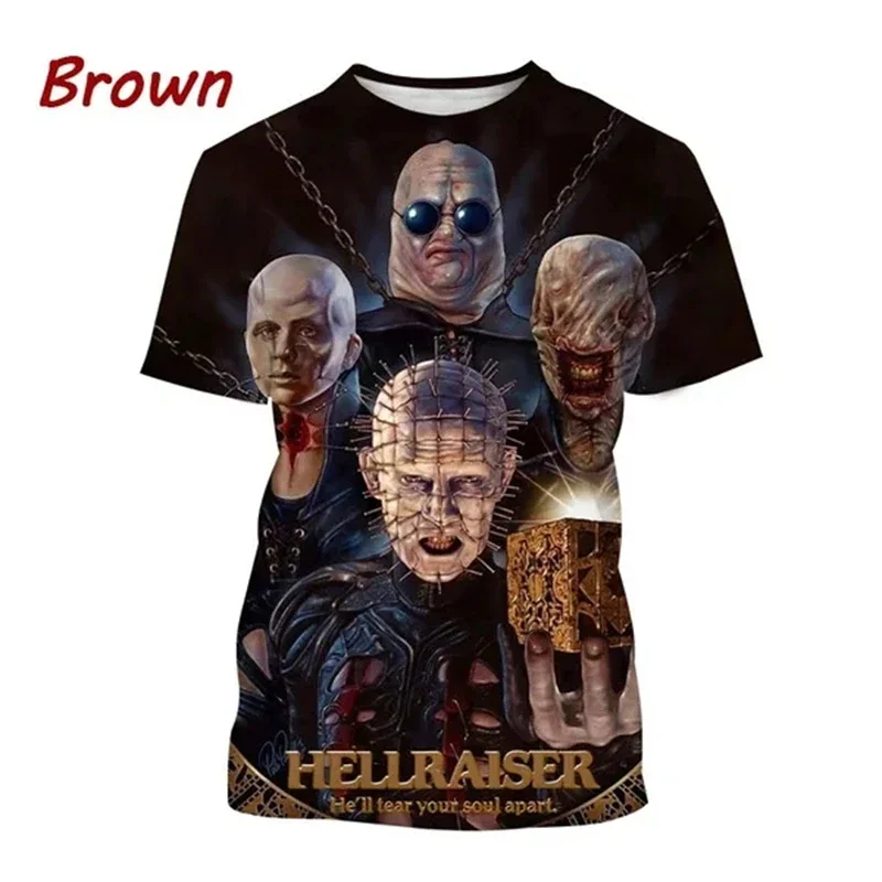 

Tshirts Horror Hellraiser 3D Print Summer Tees Streetwear Crew Neck Short Sleeve Hip Hop TShirt Oversized Men Women Kids Tops