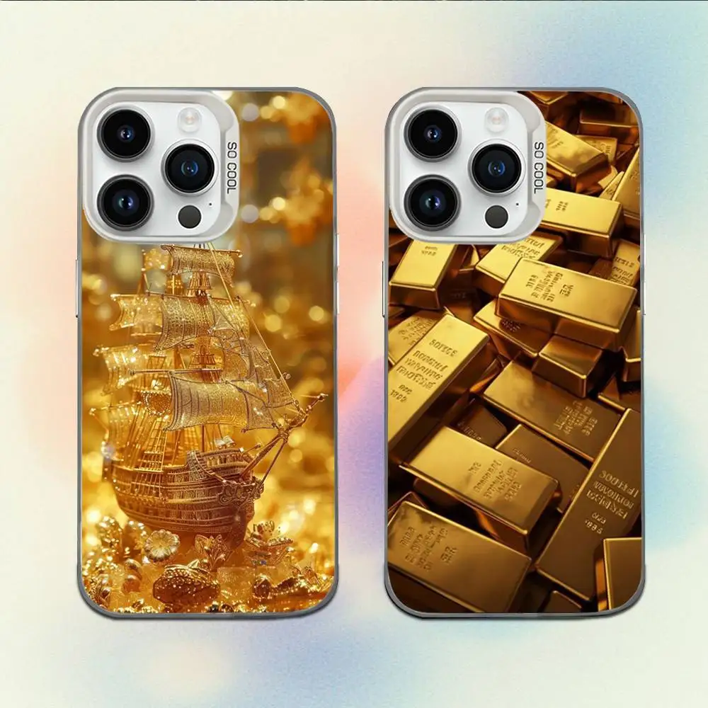 

Gold Cash Art Phone Case For iPhone 16,15,14,13,12,11,Mini,Pro,E,MAX White Candy Matte Shockproof Cover