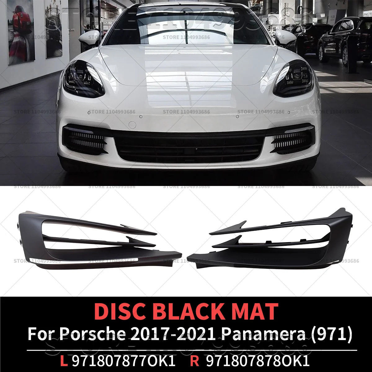 

For 2017-2021 Porsche Panamera (971) Bumper Cover Spacer Panel Disc Black Mat OEM 9718078770K1 9718078780K1 971807877 971807878
