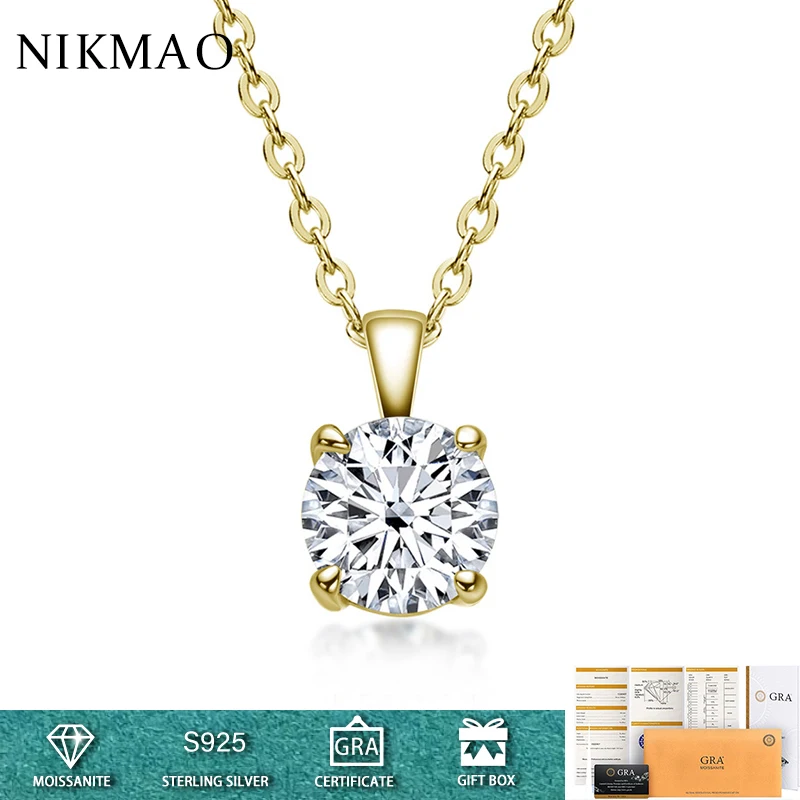 

Classic Four Claws 1CTTW Moissanite Pendant Necklaces for Women Party Sparkling Diamond Test Past 925 Silver Jewelry Necklaces