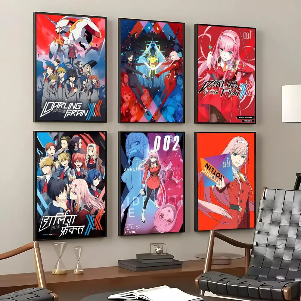 Anime DARLING in the FRANXX Poster Self-Adhesive Waterproof Wall Stickers, Coffee Bar Home Wall Decor