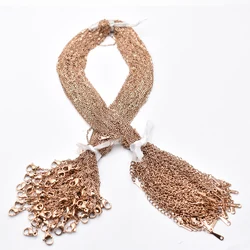 Wholesale 1.6mm 100pcs/lot Necklace Rope 45+5cm Rose Gold Color stainless steel necklaces cuban Link chains women jewelries
