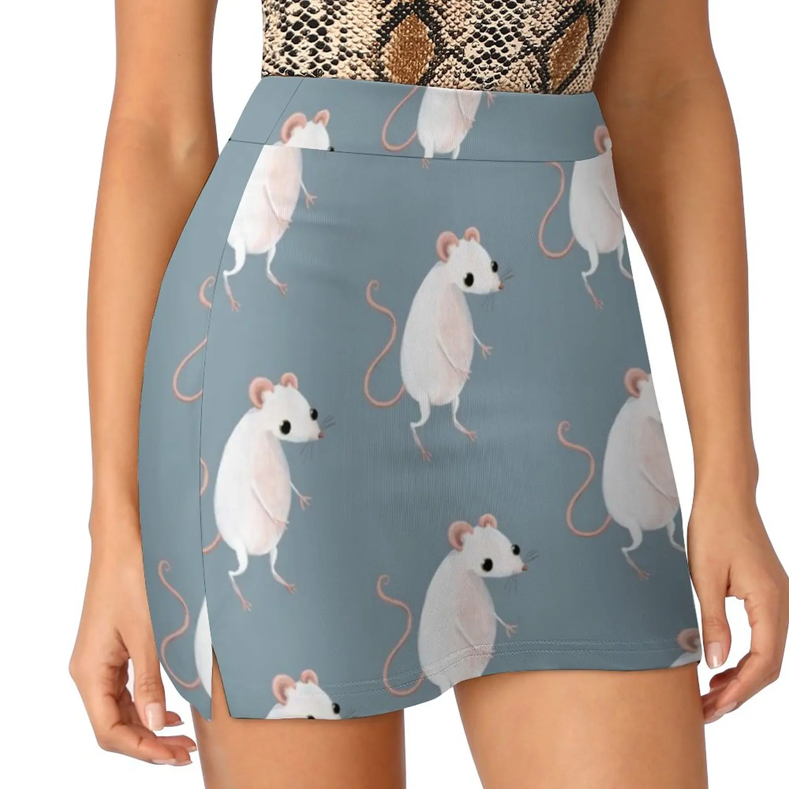 

Cute Little White Mouse Women's skirt Aesthetic skirts New Fashion Short Skirts Cute Squirrel Cocker Nuts Pretty Sweet Nature