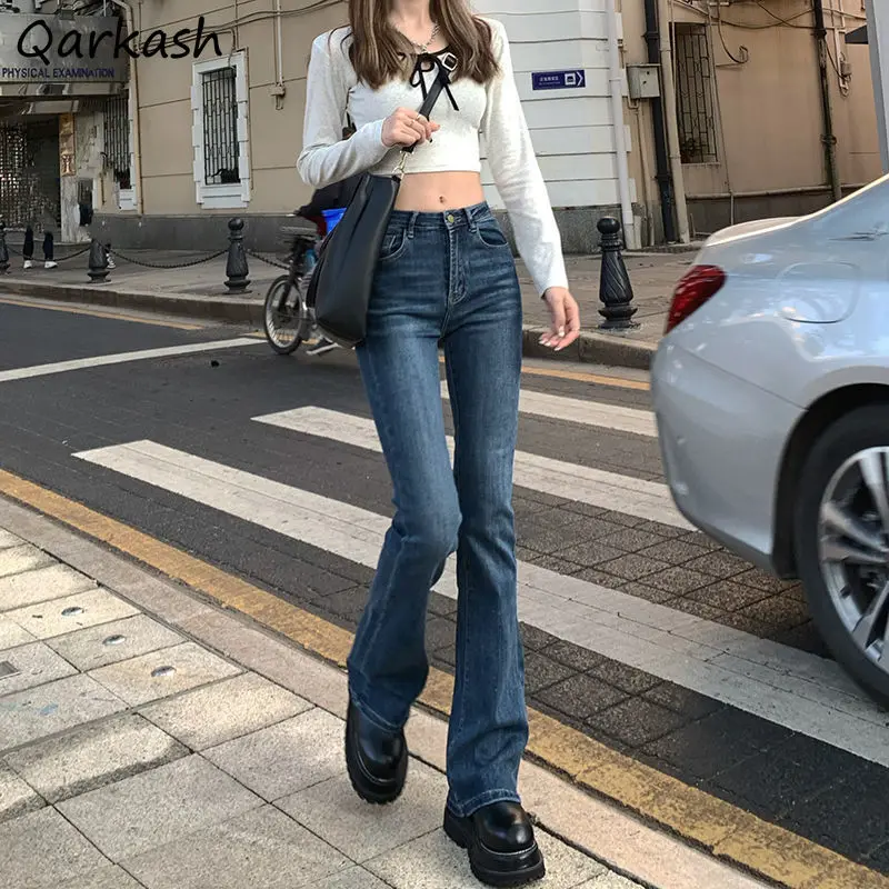 

Flare Jeans Women Solid Vintage Slender Hipster Teenagers Ulzzang Hot Girls Denim Daily New-arrival Female Mopping Trousers Chic