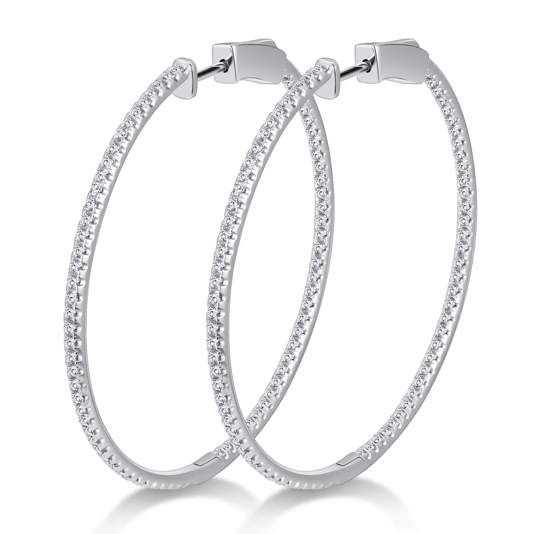 

M-JAJA 30/50mm Moissanite Hoop Earrings Rose/Yellow/White Gold Plated 925 Silver Diamond Earrings for Women Wedding Fine Jewelry