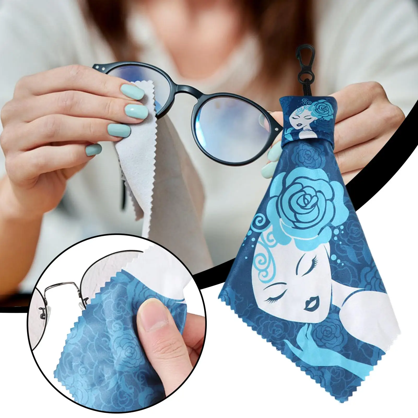 سلسلة المفاتيح ستوكات تنظيف الملابس قابل للغسل منظف العدسات المحمولة للنظارات كاميرا الهاتف، شاشات المرايا النظارات