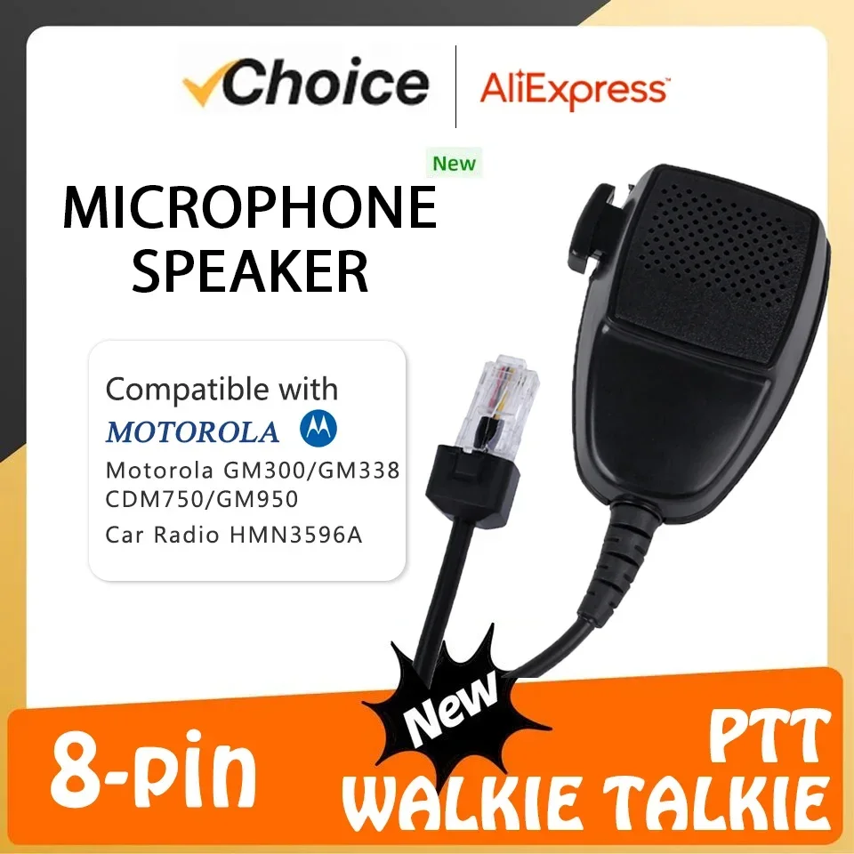 Walkie Talkie 8-pin Speaker Mic Handheld Microphone For HMN3596A Motorola GM300 GM338 CDM750 GM950 Mobile Radios GR500 CDM1550-L