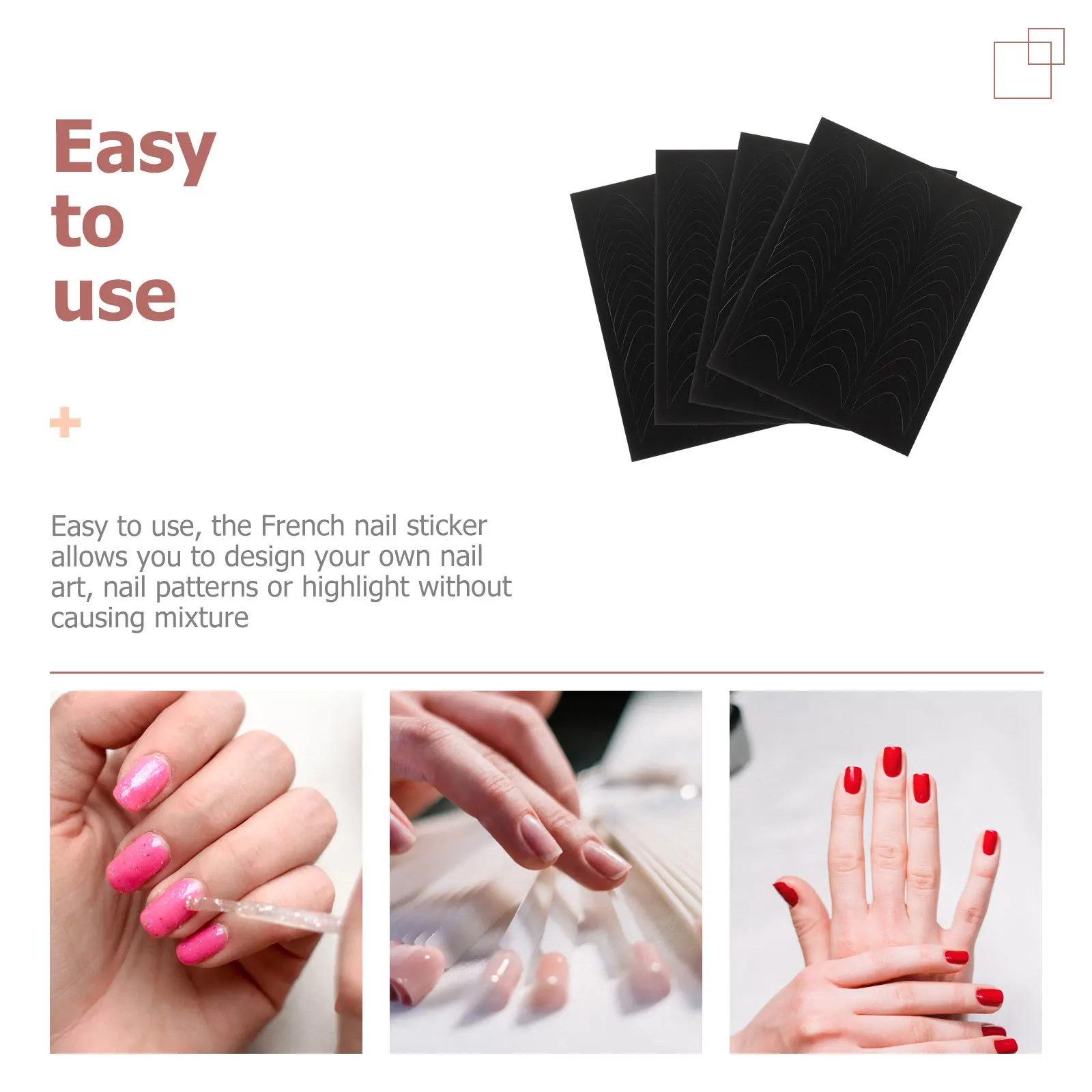 

4 Sheets French Tip Nail Stickers Easy to Use for DIY Manicure Nails Art Decals and Patterns French Tip Nail Tool