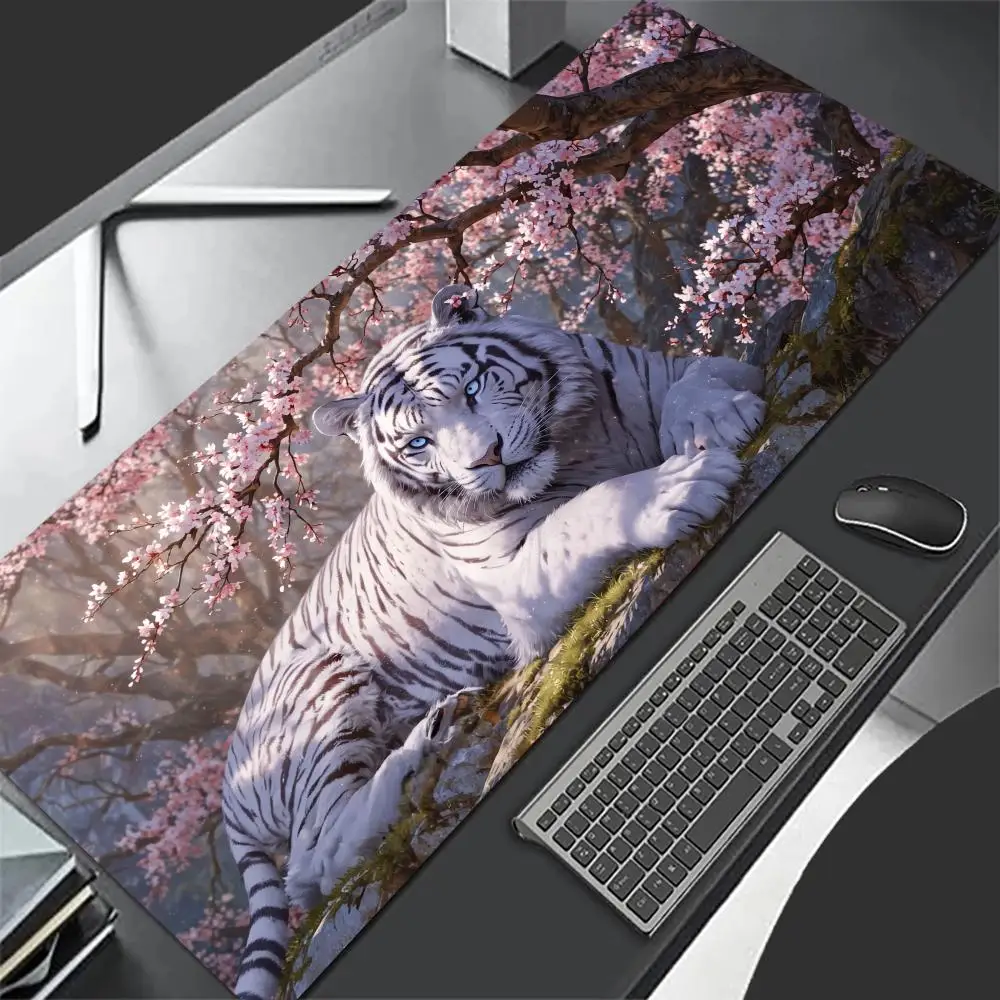 1 Pz Tiger Design Mouse Pad Grande Computer Ufficio Gioco Tavolo Zerbino XXL Gomma antiscivolo Bordo cucito Tappetini per tastiera Tappetini da scrivania lunghi