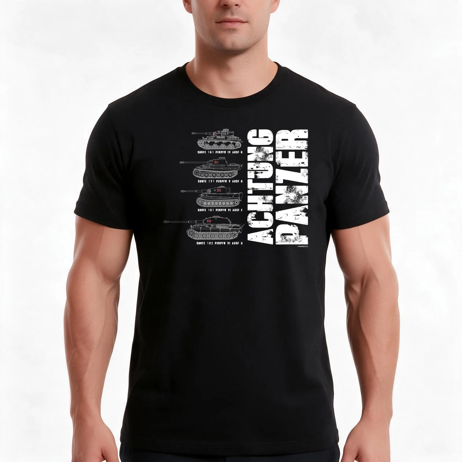 ACHTUNG PANZER T-Shirt Summer Casual Cotton Tee Oversized Streetwear Tops Vintage Graphic Print Loose Fit Short Sleeve