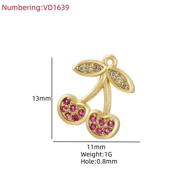 ZHUKOU 18K Golden Plated Inlaid Zirconia Fruit Cheerios Shape Ladies Jewellery Pendant DIY Metal Accessories::VD1695
