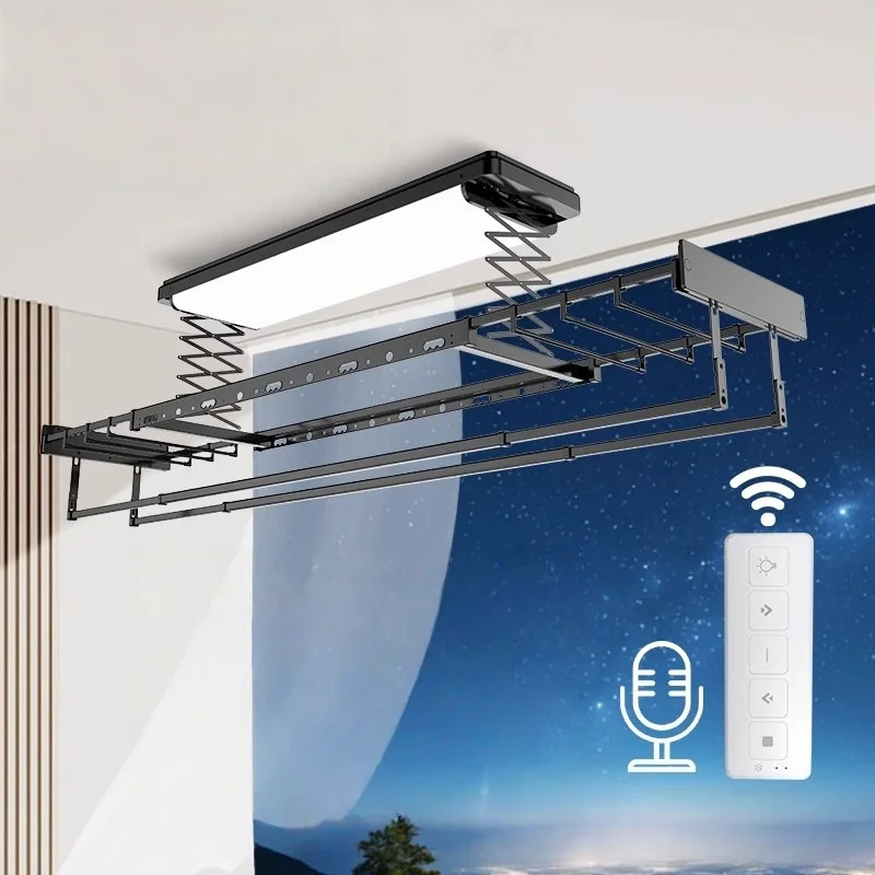 Collapsible Laundry Dryer Clothes Rack Foldable Aluminum Hanging Smart Clothes Drying Rack With Full-Panel Lighting