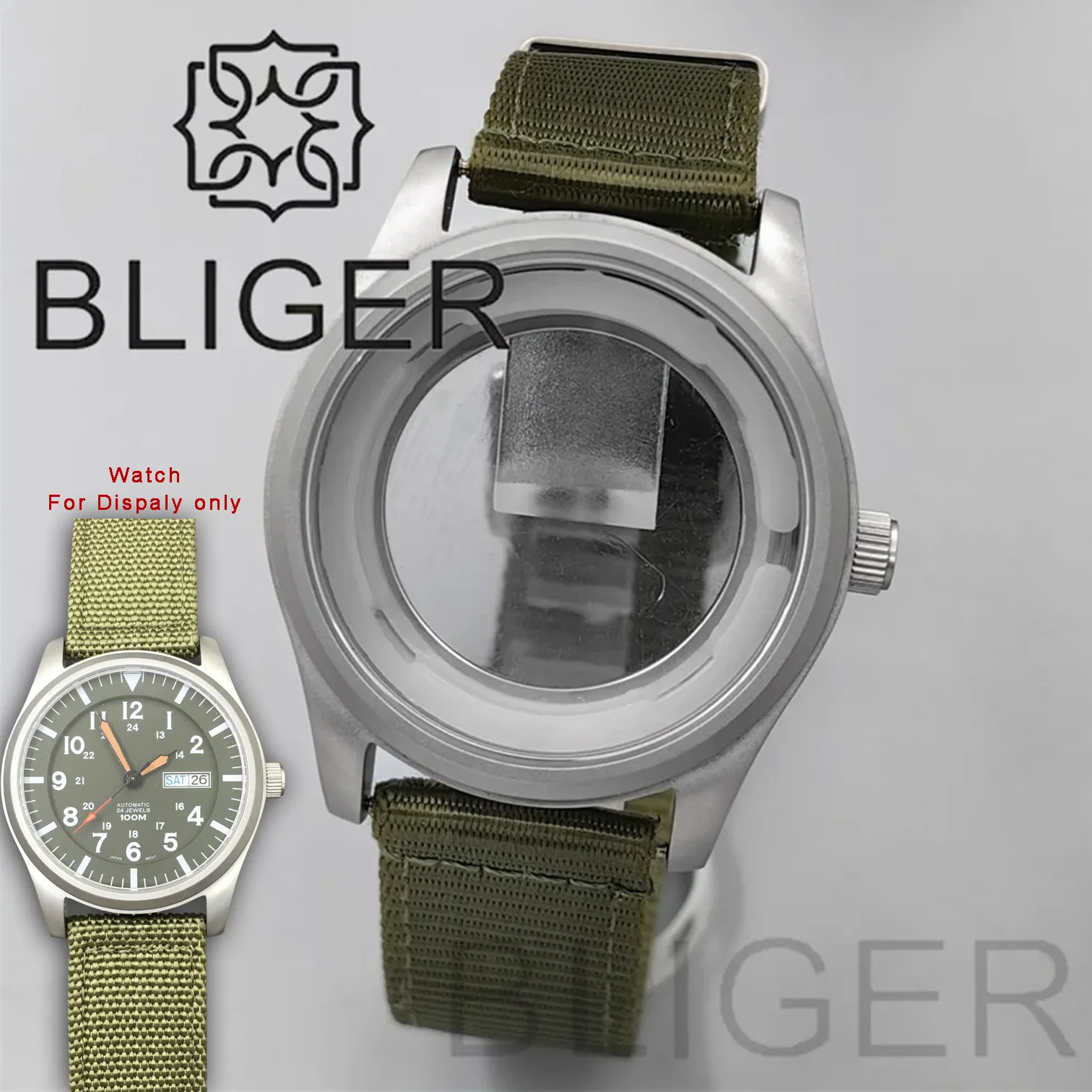 

Корпус для часов BLIGER из нержавеющей стали, серебристый/черный, 42 мм, с сапфировым стеклом, водонепроницаемый, с зеленым нейлоновым ремешком, подходит для механизмов NH35 NH36, запчасть для часов.