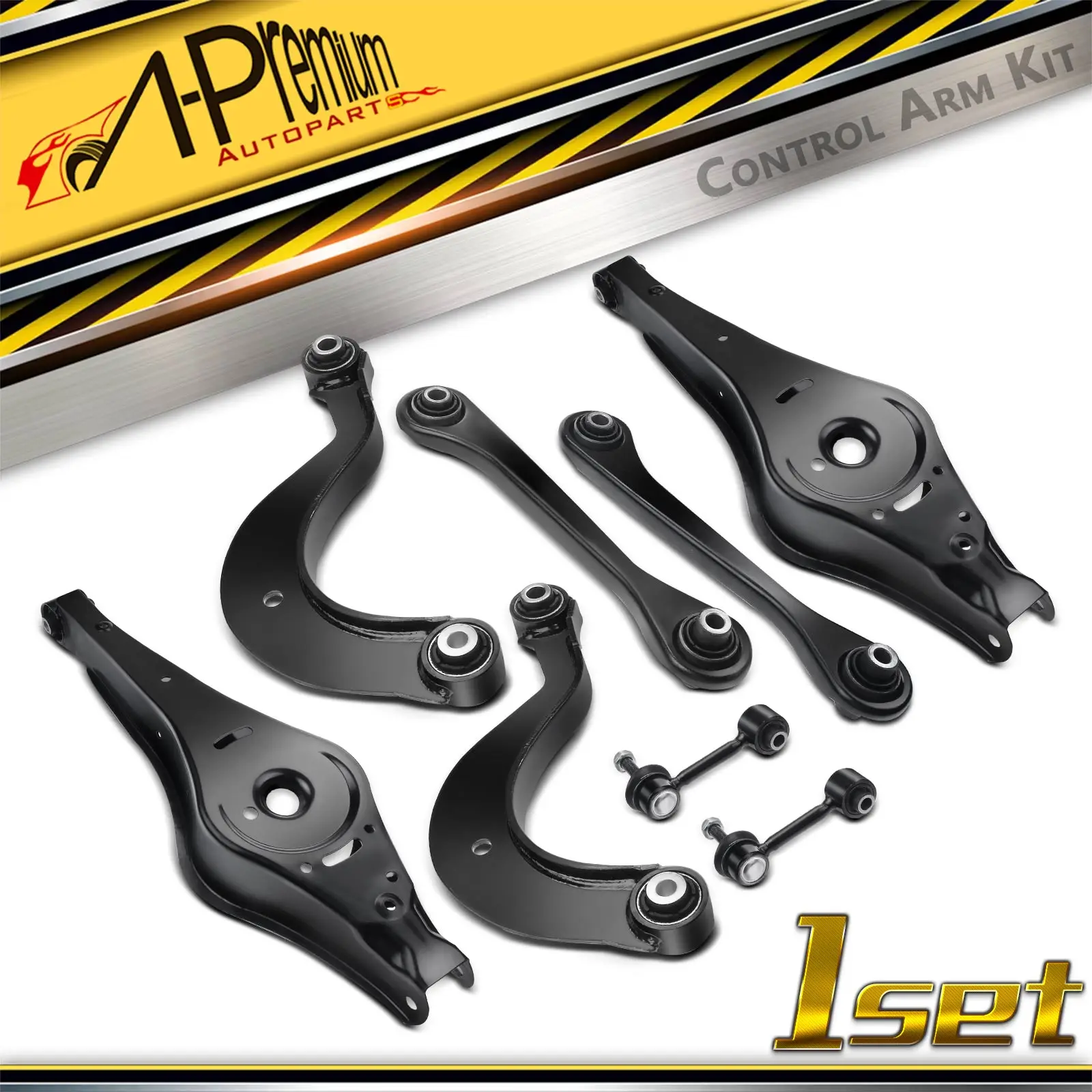 A-Premium 8x Rear Upper & Lower Control Arm with Bushing for Volkswagen Jetta 2005-2010 Passat 2006-2010 Tiguan 2009-2011 CC Eos