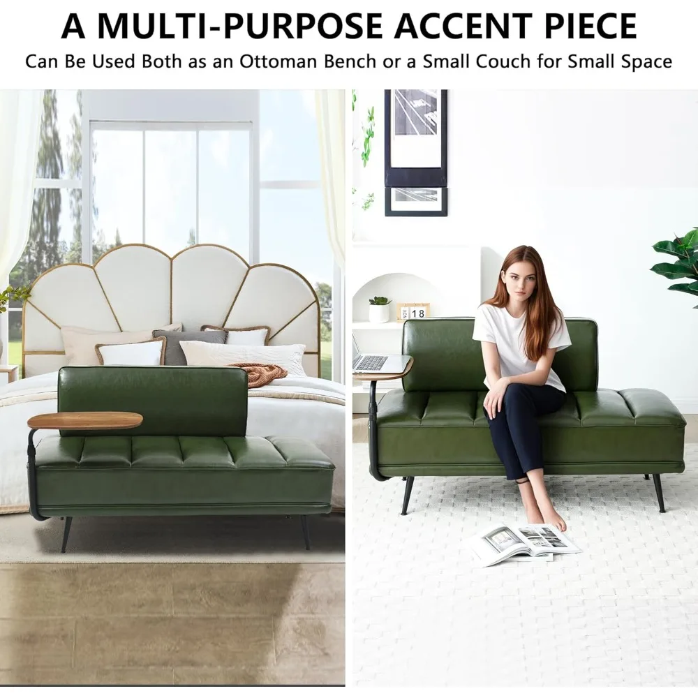 หนัง PU ห้องนอน Ottoman Bench 53.2 "ยาว Ottoman ม้านั่งสําหรับห้องนั่งเล่นปลายเตียงสี่เหลี่ยมผืนผ้าหน้าต่าง Entryway Bench