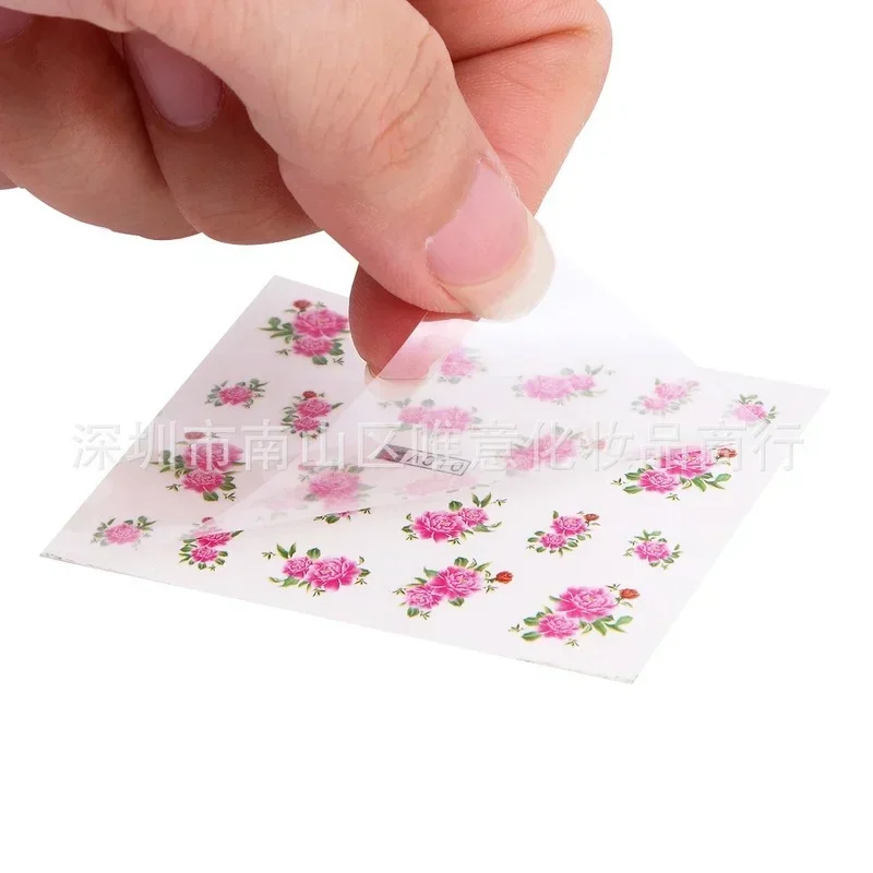 フラワーリーフ、幾何学模様、ミックスカラー、ネイルシール、水転写シール、スライド