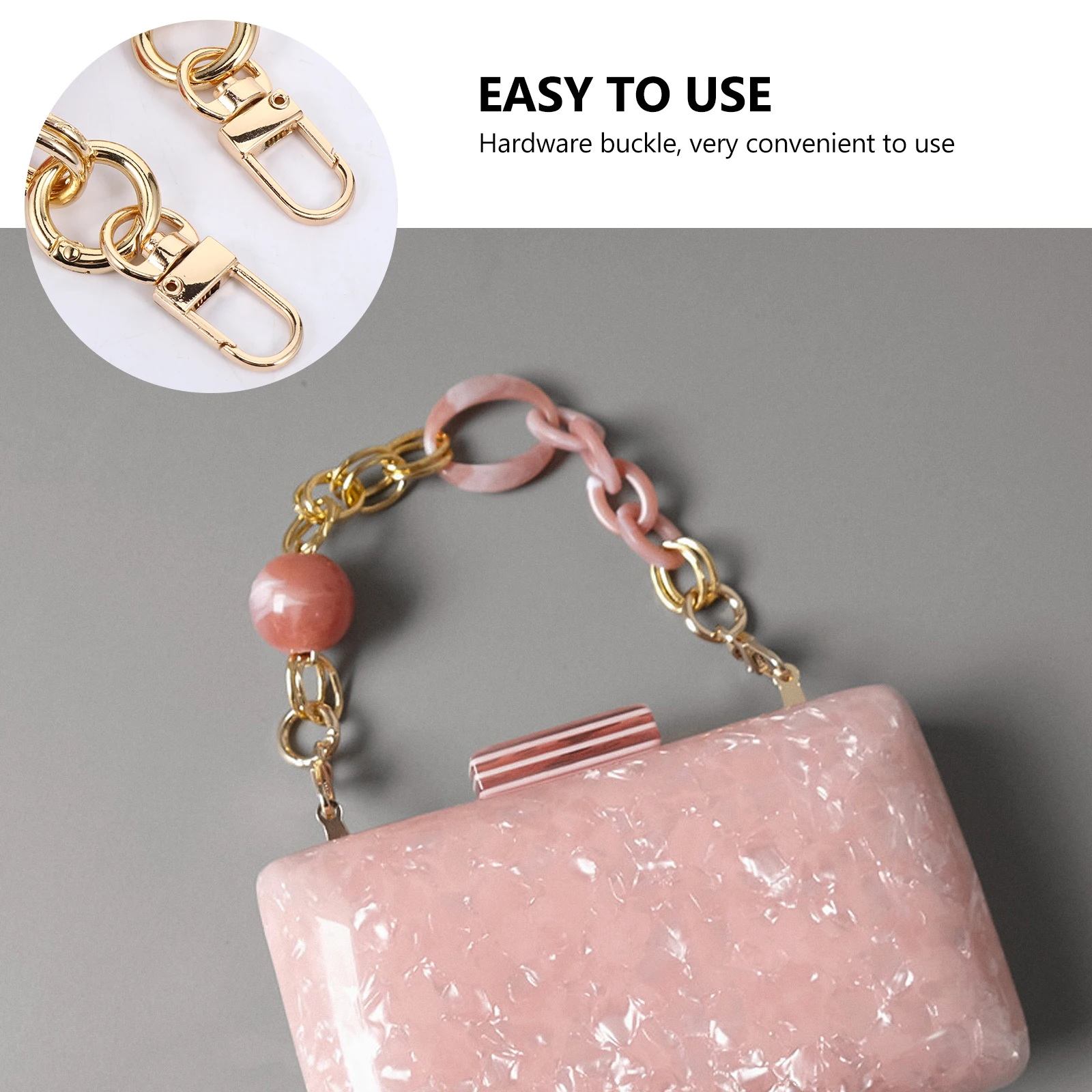 1pc Retro Resin For Bag Acrylic Handbag Replacement Chain Baroque Decorative Strap Lightweight Purse Accessory Handbag Chain