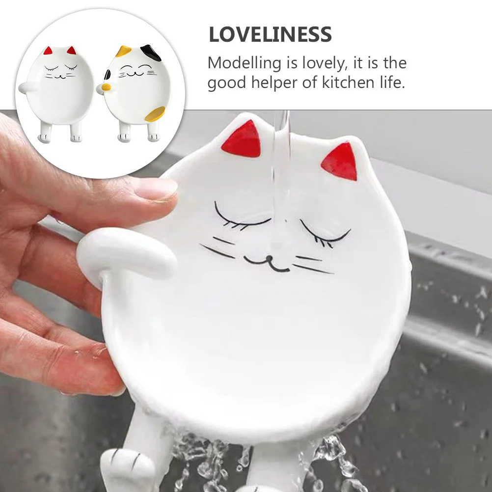 

2Pcs Cute Cartoon Ceramic Spoon Rack Storage Stand for Pot Lids Chopsticks Kitchen Utensil Organizer Kitchenware Rack