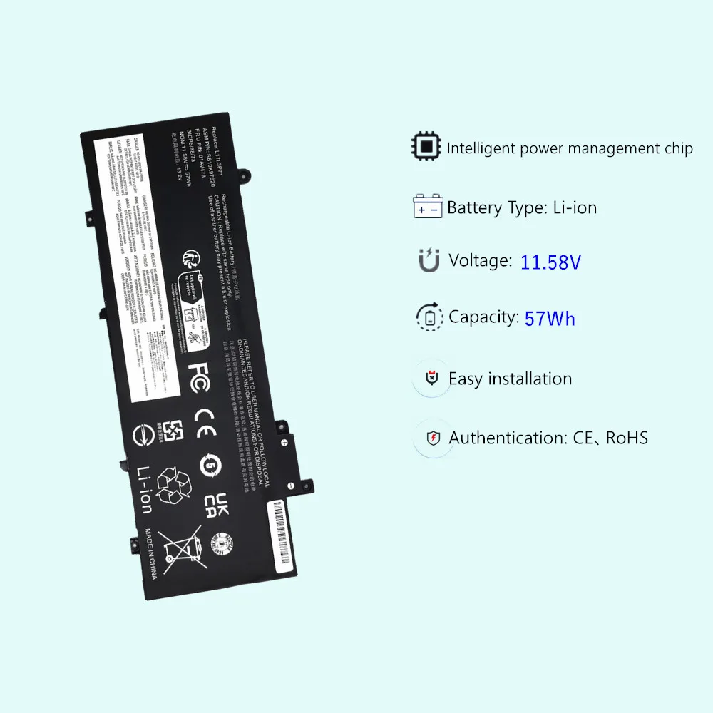 L17M3P71 L17L3P71 Laptop Battery For Lenovo ThinkPad T480S Series L17M3P72 01AV478 01AV479 01AV480 SB10K97620 SB10K97621