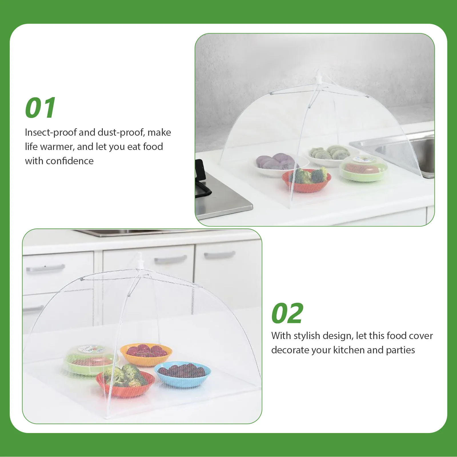 

4Pcs Food Cover Mesh Folding Insect-Proof Dust-Proof Protective Net Tent Dining Table Kitchen Food Cover Outside Use