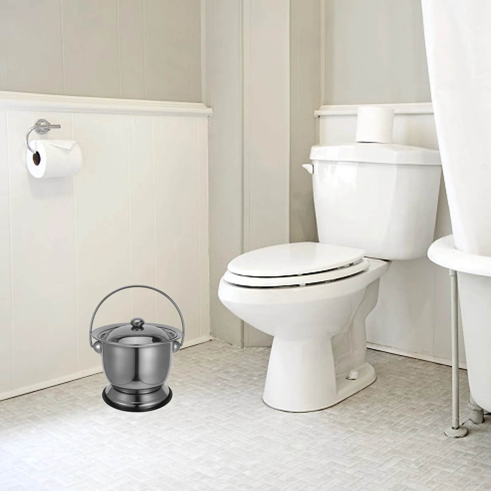 

Stainless Steel Chamber Pot Portable Toilet Lid Bed Urinal Pee Pot Urinal Adult Elderly Pregnant Women