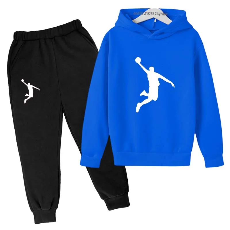 Kids Casual Autumn Spring 2pcs Hoodie+Pants Letter Print Tracksuits 2-13 Years Boys Girls Simple Outfits Children Clothes Sets