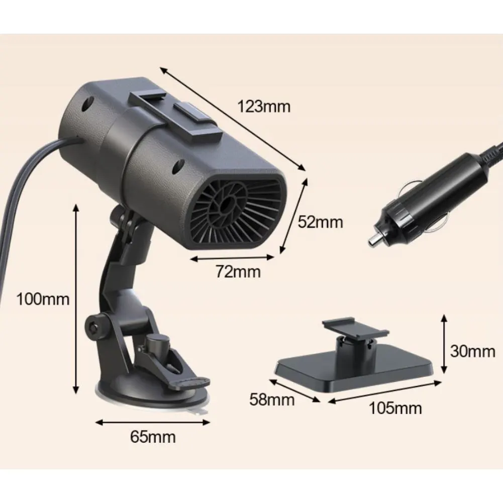 Car Heater 360° Rotatable Auto Defrosting Demister Defrosting Demister Fans Dual Modes Warm Air/natural Wind