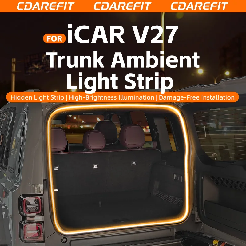For iCAUR V27 Trunk LED Lighting Strip Wire Free Tail Box Waterproof Light Bar Special Fit Modification