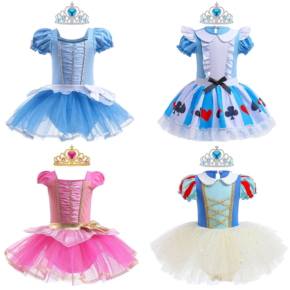 3-10T Children Summer Tutu Dress Baby Sleeping Beauty Christmas Leotard Girls Snow White Princess Costume Evening Fancy Ballet