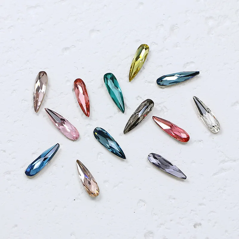 4x15mm Long Teardrop Pumpkin-Shaped Nail Art Crystal Glass Rhinestones for DIY Hair Clips Brooches Fashion Jewelry Accessori