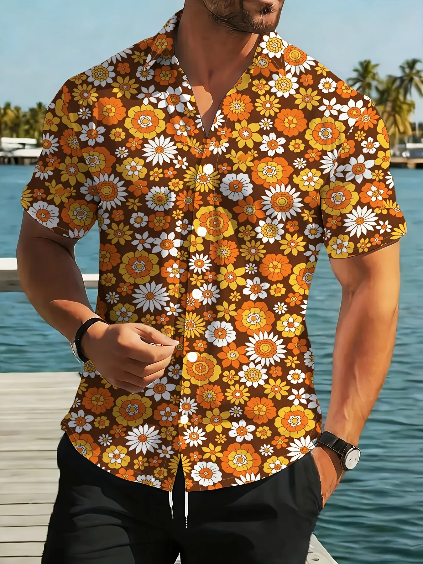 

Summer High Street Bold Graphic Men's Hawaiian Shirt Man Short Sleeve Casual Fashion Streetwear Party Beach Tops