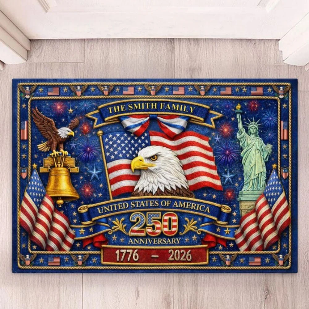 VIKAMA American Patriotic Theme Welcome Doormat 250th Anniversary Indoor Outdoor Entrance Rug Home Decor