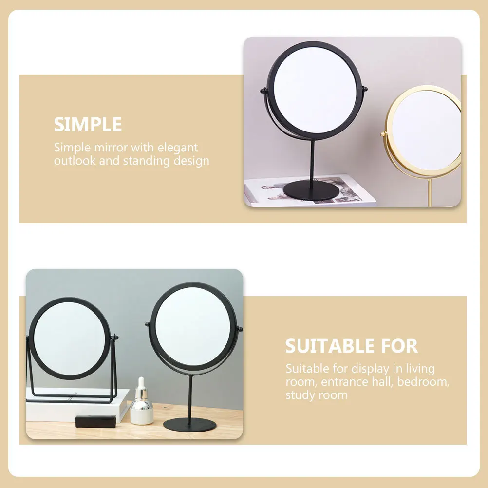 

Chic Desktop Makeup Mirror Round Shape Elegant Design Material Compact Size Suitable Home Dresser Entrance Hall Display