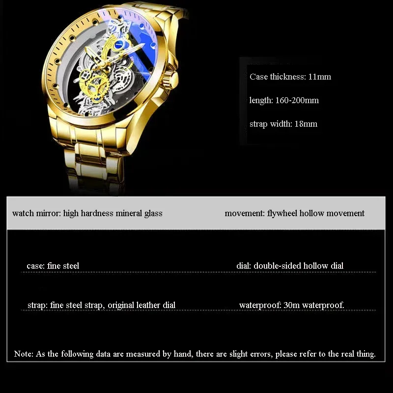 2024 New Men Watch Skeleton Quartz Wristwatch Gold Skeleton Retro Man Watch Top Brand Luxury Clock Mens Watches Reloj Hombre