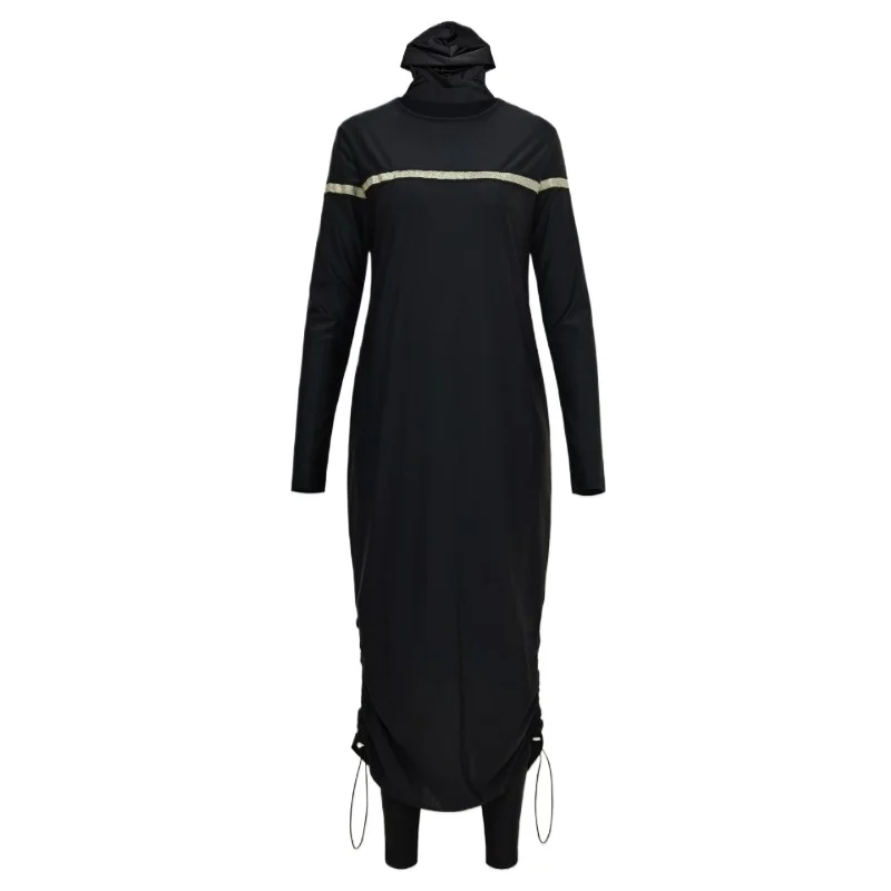 

South East Asia Fully Surrounded Conservative Pleated Swimsuit Sunscreen Solid Color Diving Three-piece Swimsuit Muslim