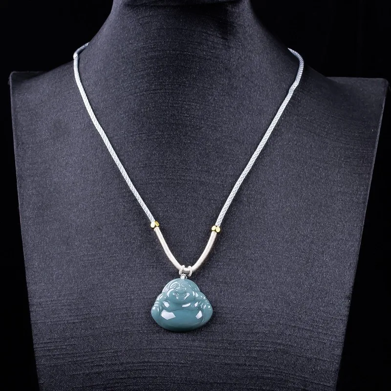Jade Buddha Pendant with Large Belly, Ice-Type Jadeite