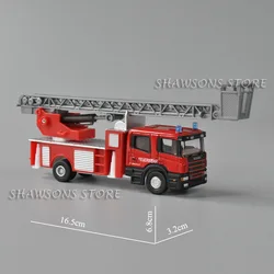 Joy City 1:72 Scale Diecast Vehicle Model Toy Scania Fire Fighting Truntable Ladder Truck Miniature Replica