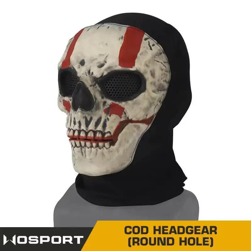 戦術的なソフトハロウィンパーティー怖いマスク狩猟アクセサリー通気性丸穴-cod-ヘッドギア屋外トレーニングエアガンギア