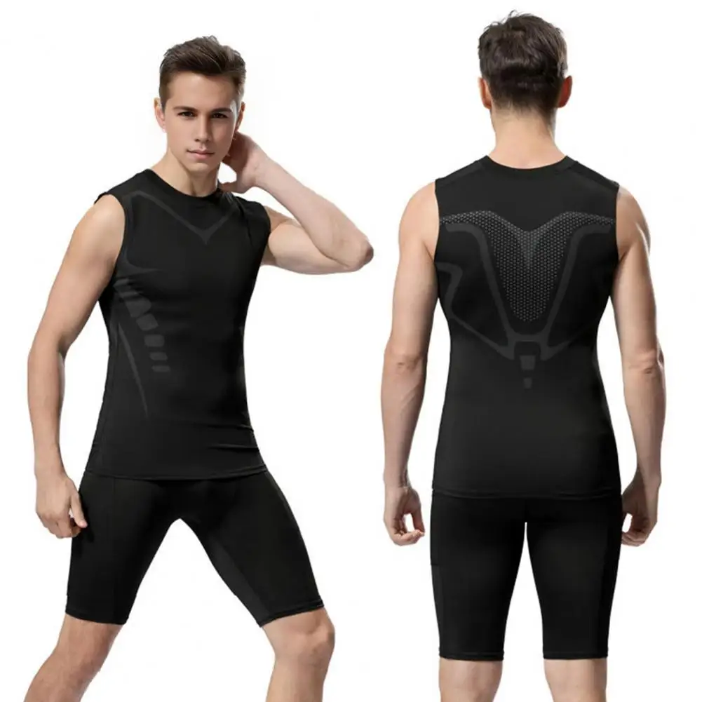 Quick-drying Slimming Vest Men's High Elasticity Slim Fit Sport Vest for Gym Running Quick-drying Compression for Basketball