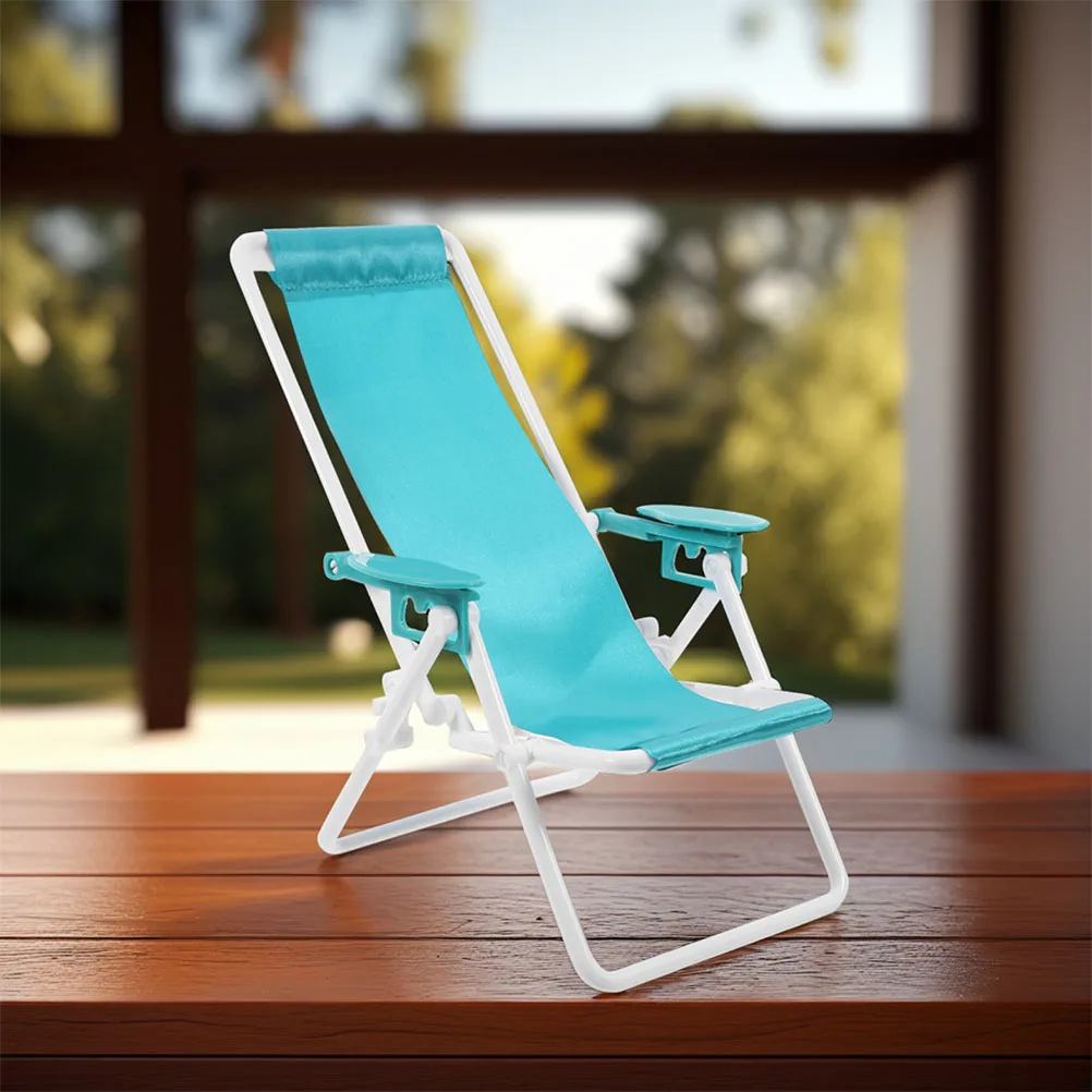 

4 Pcs Folding Chair Portable Beach Miniature Prop Ornaments Dollhouse Foldable Green Small Seaside