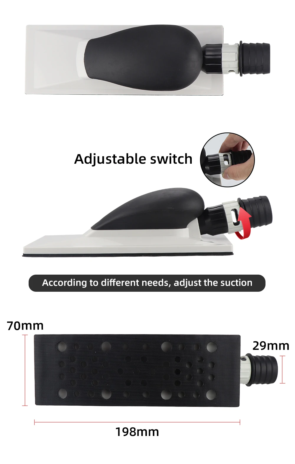 HIFESON Handheld Sander Manual Sandpaper Tool Sanding Block Dust Extraction Hand Polisher Grinding Machine For Metal Wood Work
