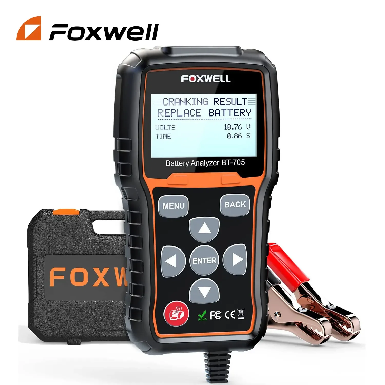 FOXWELL BT705 12V 24V Car Battery Tester Charging Cranking Test Tools 100 to 2000CCA Scan Tool Car Heavy Duty Truck Analyzer