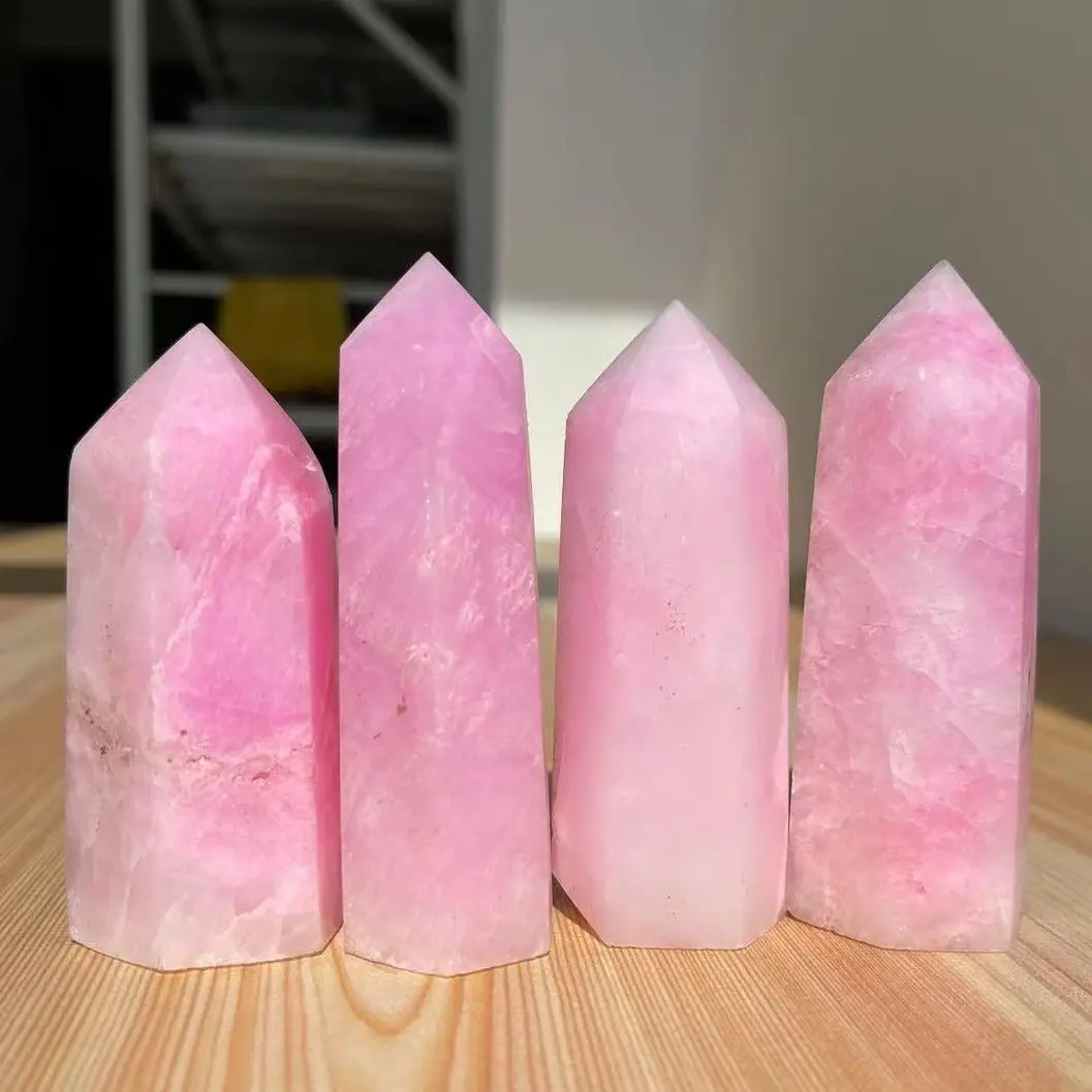 Natural Pink Opal Point Crystal Healing Stone Natural Pink Quartz Room Decor Reiki Polished Obelisk Carved Crafts