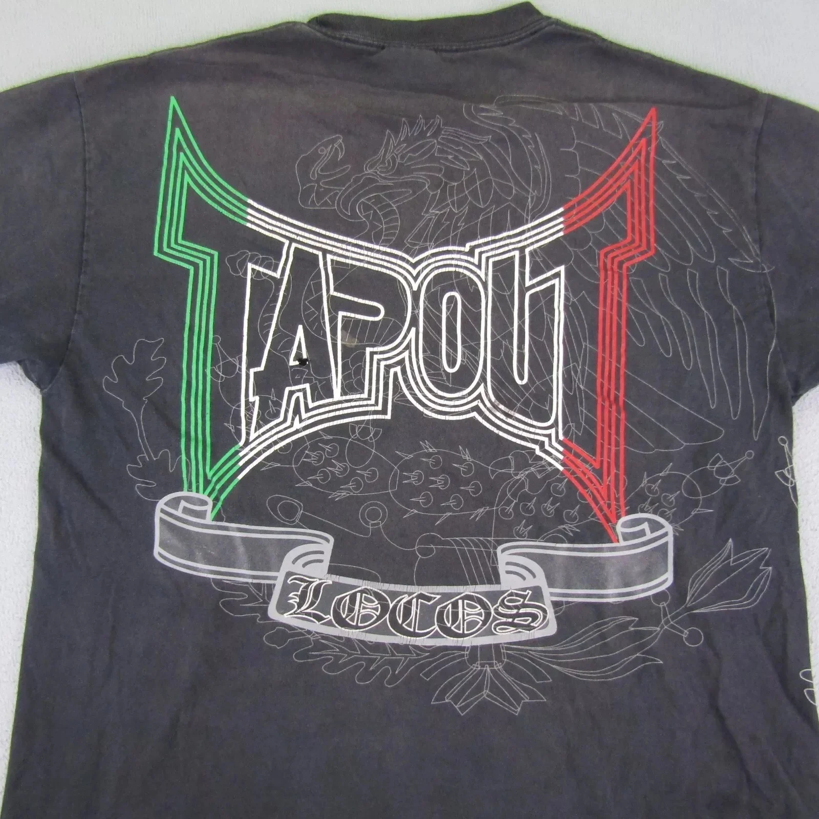 Camisa Vintage Y2K para hombre, grande, negra, Loco, MMA, México, banderas de Estados Unidos, artes marciales