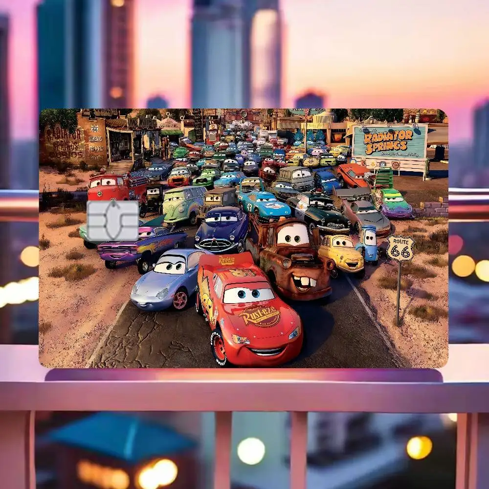 غطاء جلدي لفيلم D-Disney Cars Anime لبطاقة الائتمان وبطاقة الخصم البنك الأمامية