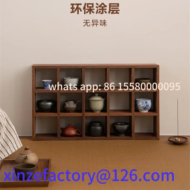 カスタマイズ可能な日本の畳ティーテーブル、多機能出窓、環境に優しいブラックウォールナット