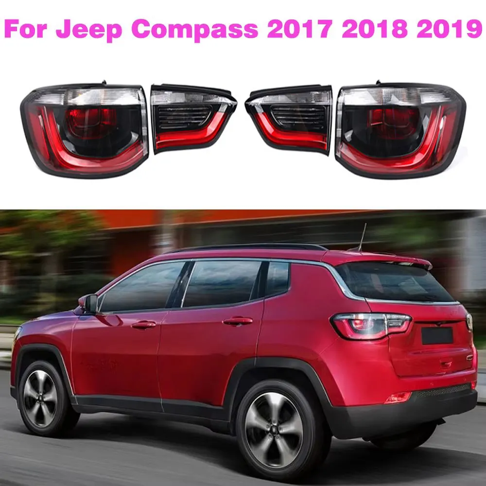 

Светодиодный задний фонарь в сборе, указатель поворота для Jeep Compass 2017, 2018, 2019, 55112684AA 55112685AA, задний фонарь в сборе