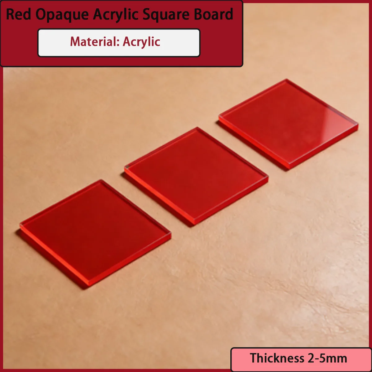 Red opaque acrylic square board with a thickness of 2-5mm is used for advertising display racks, decorative partitions,etc